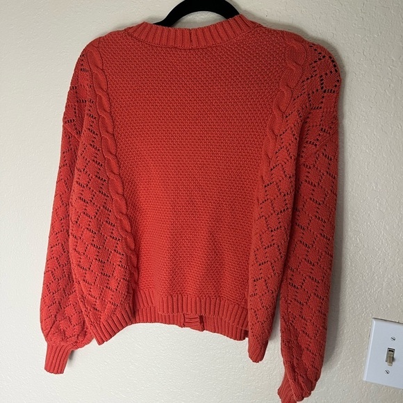 Calligraphie orange colored cardigan sweater  SIZE LARGE - Picture 3 of 6